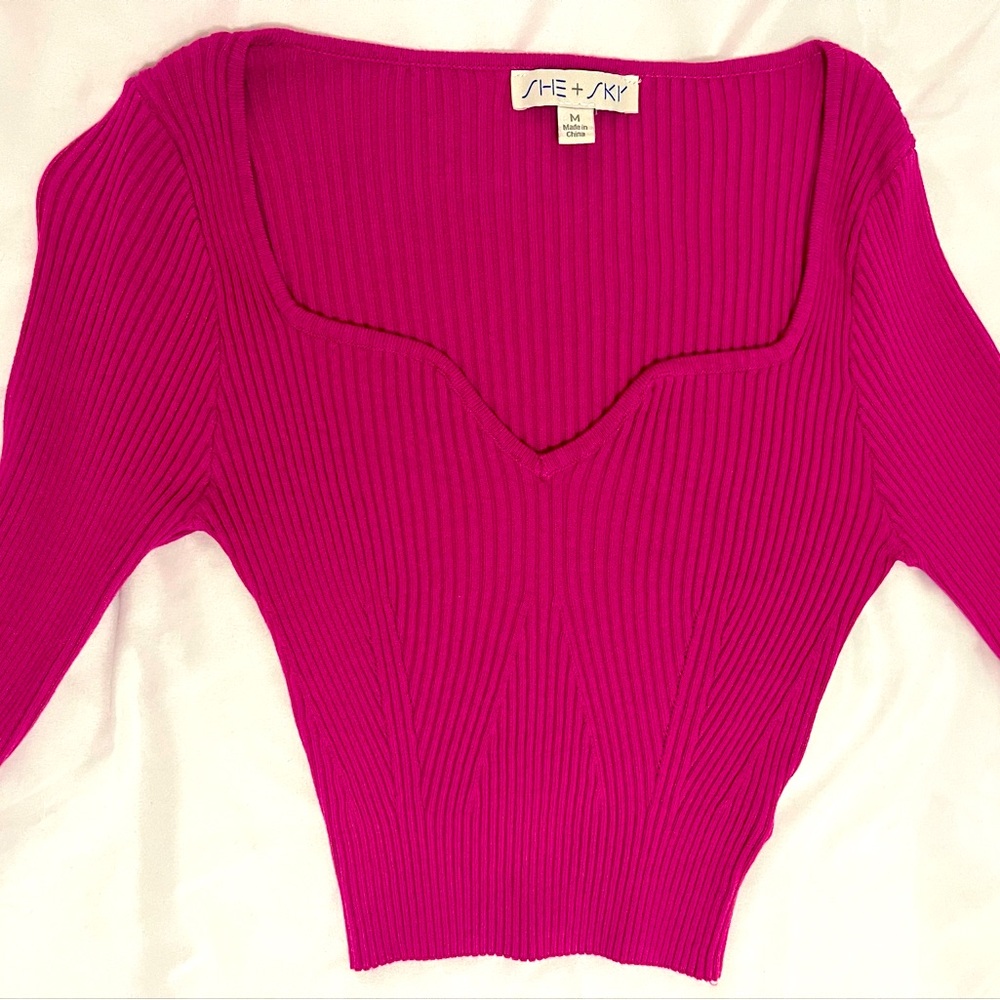 Long sleeved Pink Crop Top
